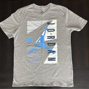 Jordan Men's Heather Gray Tee with Sky Blue Graphic